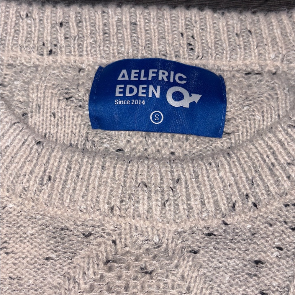 Aelfric Eden 90s Oversized Cable Knit Crewneck Sweater Beige Size S Unisex - Picture 8 of 10